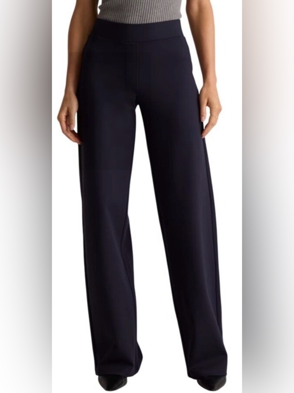 QUINCE Ultra Stretch Ponte Wide Leg Pants in Navy Size S
